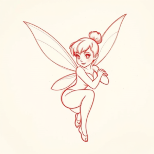 Loose Red Pencil Tinkerbell Tattoo