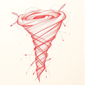 Loose Red Pencil Tornado Tattoo