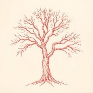 Loose Red Pencil Tree Tattoo