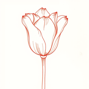 Loose Red Pencil Tulip Tattoo