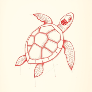 Loose Red Pencil Turtle Tattoo