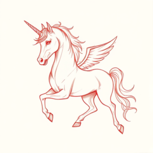 Loose Red Pencil Unicorn Tattoo