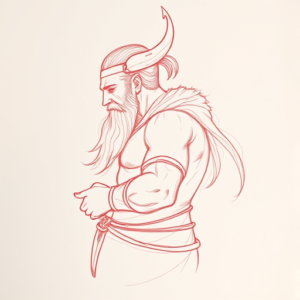 Loose Red Pencil Viking Tattoo