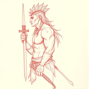 Loose Red Pencil Warrior Tattoo