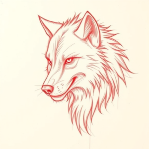 Loose Red Pencil Werewolf Tattoo