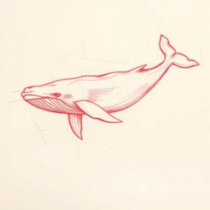 Loose Red Pencil Whale Tattoo