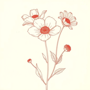 Loose Red Pencil Wildflower Tattoo