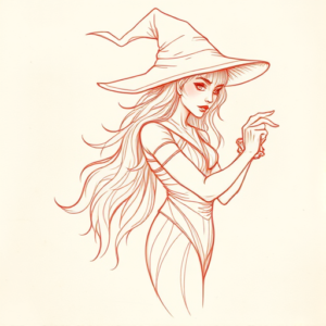 Loose Red Pencil Witch Tattoo