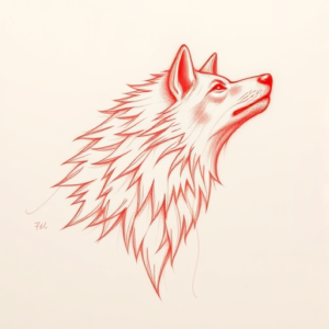 Loose Red Pencil Wolf Tattoo