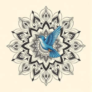 Mandala Bluebird Tattoo