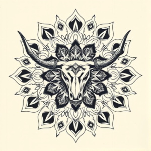 Mandala Longhorn Tattoo