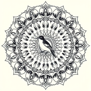 Mandala Mockingbird Tattoo