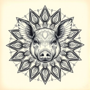 Mandala Pig Tattoo