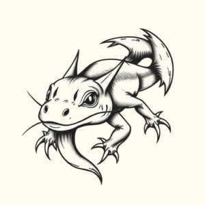 Masculine Axolotl Tattoo