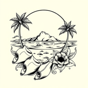 Masculine Beach Tattoo