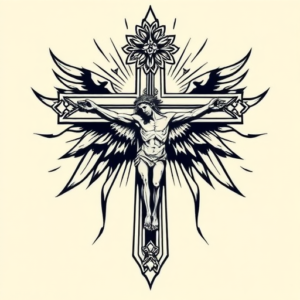 Masculine Crucifix Tattoo