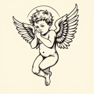 Masculine Cupid Tattoo