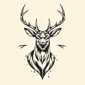 Masculine Deer Tattoo