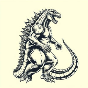 Masculine Godzilla Tattoo