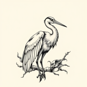 Masculine Heron Tattoo
