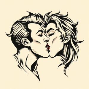 Masculine Kiss Tattoo