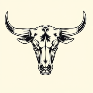 Masculine Longhorn Tattoo