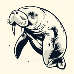 Masculine Manatee Tattoo