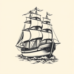 Masculine Ship Tattoo