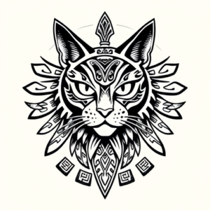Mayan Cat Tattoo
