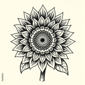 Mayan Sunflower Tattoo