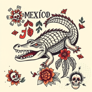 Mexican Crocodile Tattoo