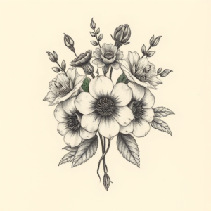 Micro-Realism Bouquet Tattoo