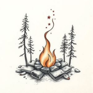 Micro Realism Campfire Tattoo