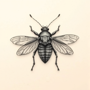Micro Realism Cicada Tattoo