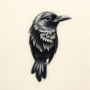 Micro-Realism Crow Tattoo