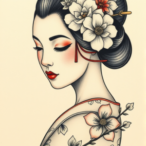 Micro-Realism Geisha Tattoo