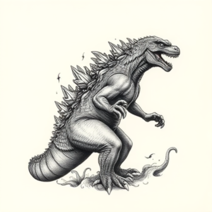 Micro-Realism Godzilla Tattoo
