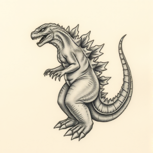 Micro Realism Godzilla Tattoo