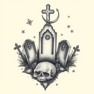 Micro-Realism Graveyard Tattoo