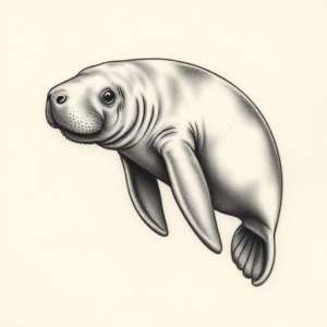 Micro-Realism Manatee Tattoo