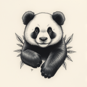 Micro Realism Panda Tattoo