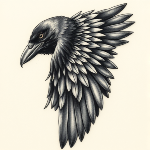 Micro-Realism Raven Tattoo