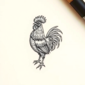 Micro Realism Rooster Tattoo
