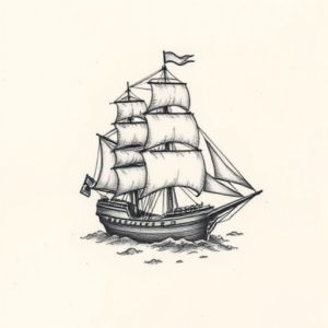 Micro Realism Ship Tattoo