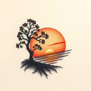 Micro-Realism Sunset Tattoo
