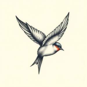Micro-Realism Swallow Tattoo