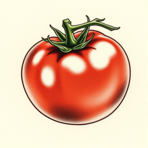 Micro-Realism Tomato Tattoo