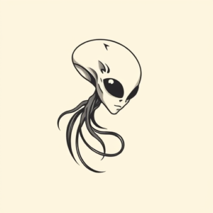 Minimal Color Alien Tattoo