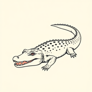 Minimal Color Alligator Tattoo