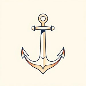 Minimal Color Anchor Tattoo